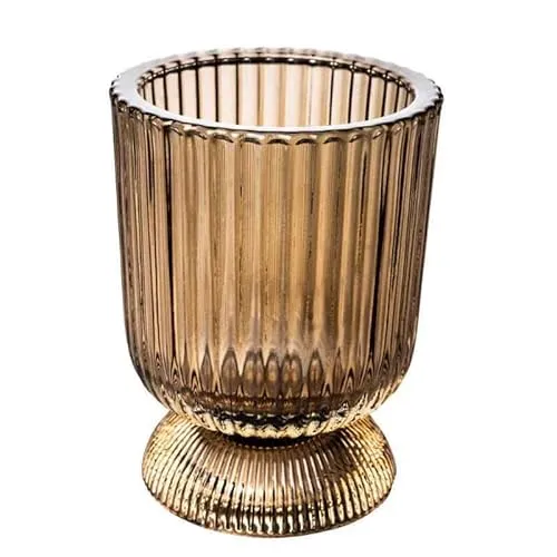 Teelichthalter aus Glas Goblet 11,5cm. Teelichtglas Windlicht Kerzenhalter Kerzenglas Tischdeko für Zuhause (Haselnuss)