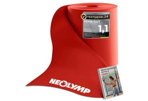NEOLYMP Physiobänder Widerstandsbänder auf Rolle – Zuschneidbare Fitnessbänder aus TPE, Elastische Resistance Bands in 5 Stärken & 3 Längen – 15 cm breit