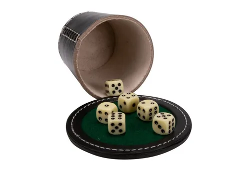 GICO Spielesammlung GICO Qualitäts Würfelbecher groß XL,Würfelteller, 6 Würfel - 5901