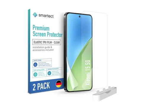Produktbild smartect Displayschutzfolie TPU Schutzfolie Klar für Xiaomi 15 5G, Set, 2 Stück, Panzerfolie Bildschirm Displayfolie