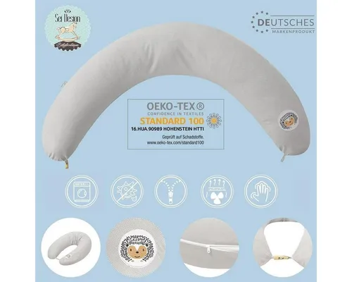 Sei Design Stillkissen 170x30 cm – Ergonomisches Schwangerschaftskissen - Stillkissen für optimale Unterstützung während der Schwangerschaft und beim Stillen. Aus 100% Baumwolle, pflegeleicht und allergikerfreundlich, mit IGR-zertifizierter Ergonomie.