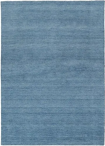 MY-RUG Handloom Wollteppich Devi 150 x 80 cm - Frischer Hauch von Blau für das Wohnzimmer. Handgewebt, hochwertige Schurwolle.