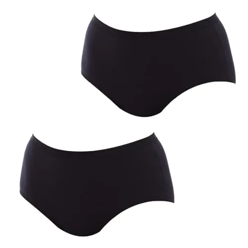 Playtex Brief Damen Midislip aus Bio-Baumwolle x2 Schwarz 3XL