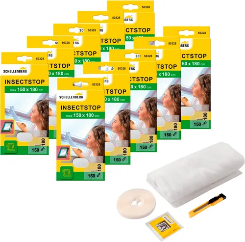 Schellenberg Fliegengitter 10er Pack für Dachfenster mit Reißverschluss - Fliegengitter für Dachfenster, UV-stabil und einfach zu montieren. Ideal für Insektenschutz und jederzeit abnehmbar, perfekt für Mietwohnungen.