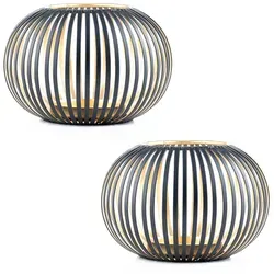 Marrakesch Teelichthalter 2er Set Amund - Teelichthalter im skandinavischen Design, handgefertigt aus Metall mit goldener Innenbeschichtung für eine warme Atmosphäre. Ideal für Garten, Balkon oder Terrasse.