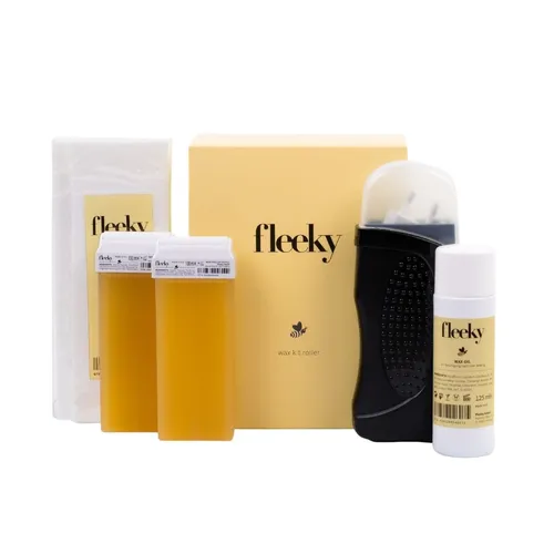 fleeky Wax Roller Kit - Professionelles Waxing Set für Zuhause - Wachsenkits für seidenglatte Haut: Komplette Ausstattung für Brazilian- bis Ganzkörperwaxing, ideal für alle Hauttypen und große Flächen. Perfekt für DIY-Anwendungen!