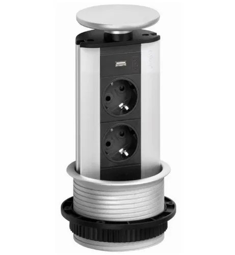 Küchensteckdose Evoline Port 2-fach Einbausteckdose Küche Büro USB A versenkbar