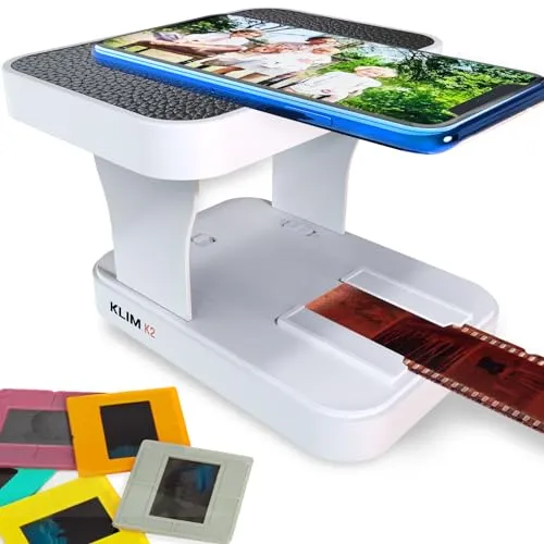 KLIM K2 Mobile Film Scanner 35mm - Digitalisiere deine Erinnerungen - Scanner für 35-mm-Filme und Dias, einfach zu bedienen, tragbar und ideal für die Digitalisierung deiner wertvollen Erinnerungen auf dem Smartphone.