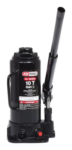 KS Tools 160.0354 Hydraulischer Flaschenwagenheber, 10 t - Handwerkzeuge, ideal für schwere Lasten mit Sicherheitsventil gegen Überlastung und zusätzlicher Spindel zur Verlängerung.