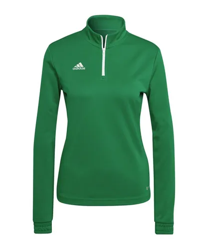 adidas Damen Entrada 22 Training Top Sweatshirt, Team Green/White, XL - Sportliches Sweatshirt für Damen, schmal geschnitten mit Reißverschluss bis zur Brust und feuchtigkeitsabsorbierender AEROREADY Technologie für optimalen Tragekomfort.