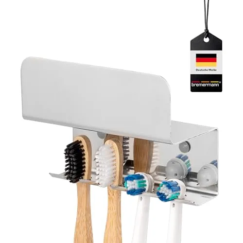 bremermann Zahnbürstenhalter PUREZZA - frei hängende Zahnbürsten, zum Kleben oder Bohren (Hochglanz)