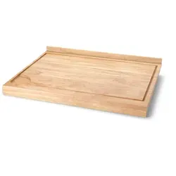 Continenta Nudelbrett aus Gummibaumholz - Hackbrett beidseitig nutzbar mit praktischer Saftrille und Aufkantung für mehr Sauberkeit, ideal zum Backen und Arbeiten in der Küche.