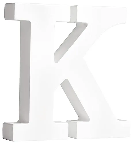 Rayher MDF-Buchstabe K, weiß, 10,9 x 11 cm, Stärke 2 cm, 3D-Buchstaben Holz, Holz-Buchstaben FSC zertifiziert, 64550102