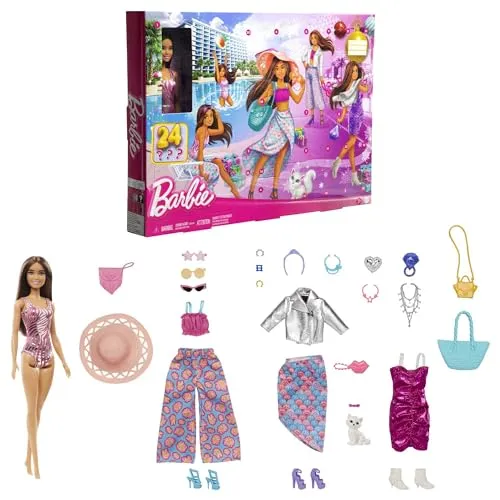 Mattel Barbie FAB Adventskalender (HKB09) - Adventskalender mit Barbie-Themen, perfekt für kreative Spielstunden in der Vorweihnachtszeit
