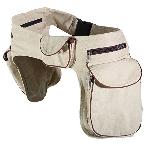 Kunst und Magie Doppel Bauchtasche - Mode-Hüfttaschen, praktische und vielseitige Bauchtasche mit 2 großen Taschen, verstellbarem Gürtel und fairer Herstellung aus Nepal.