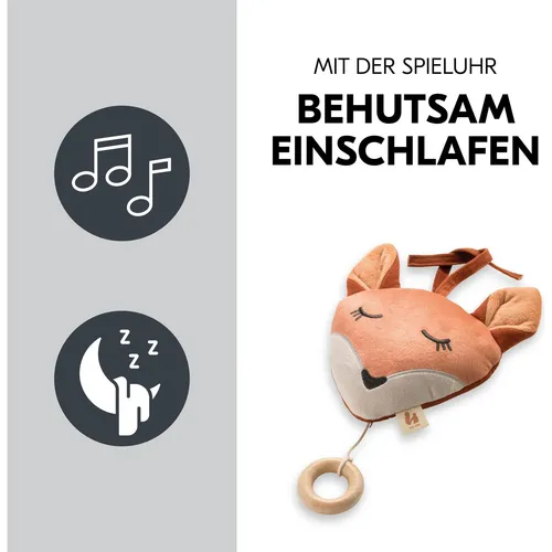 hauck Cuddle N Sleep, Fuchs - Baby Spieluhr zum Aufhängen, Kuscheltier mit Herausnehmbarem Spielwerk Brahms' Wiegenlied Guten Abend Gute Nacht, ca. 2 Minuten Spieldauer, Fox