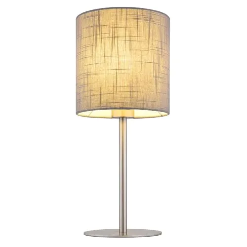 GLOBO LIGHTING LED Tischleuchte - Stilvolle Beistelllampe mit Textilschirm - Moderne Tischleuchte mit elegantem grauen Textilschirm und robustem Metallgehäuse. Ideal als Nachttisch- oder Schreibtischlampe für behagliche Lichtatmosphäre. Leuchtmittel inklusive.