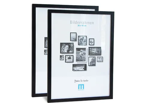 M MERCEO Bilderrahmen, 2er Set 30x40cm Bilderrahmen in schwarz (MDF, Acrylglas,Wandhalterung)