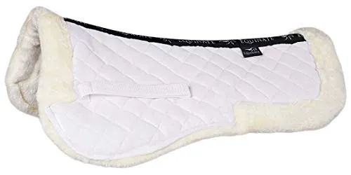Equinate gepolstertes Sattelpad Sidney mit synthetischem Lammfell - Sattelpads für Pferd und Pony, atmungsaktiv und waschbar bei 30°, bietet hohen Komfort durch weiches Lammfell und starken Klettverschluss.