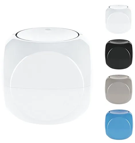 Spirella Kosmetikeimer 1 Liter Abfalleimer Schwingdeckeleimer Tischabfalleimer Dice Weiß, 14 x 14 cm