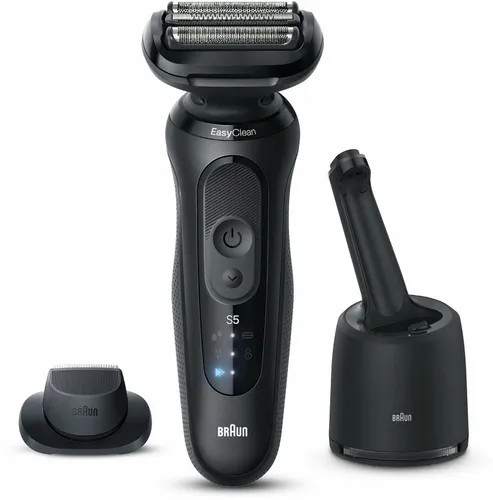 Braun Series 5 52-N7200cc Elektrorasierer - Schwarz - Elektrische Rasierer mit 3 flexiblen Klingen für eine glatte Rasur, Turbo-Modus für superschnelle Ergebnisse und AutoSense-Technologie zur Anpassung an die Bartdichte.