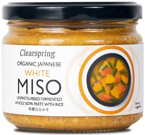 Clearspring Bio Weißes Miso unpasteurisiert 270g Reis & Sojabohnen aus Japan