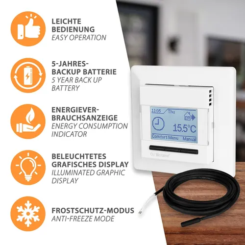 MCD4 Digital Thermostat OJ Electronics Unterputz elektrische Fußbodenheizung