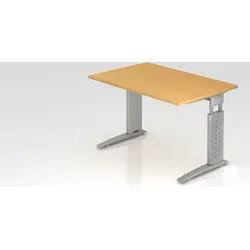 Schreibtisch Mauri | Buche | Silber Gestell | BxT 120x80cm | Arbeitshöhe 68-86cm | höhenjustierbar, 2cm Raster | C-Fuß-Gestell | Rechteckform - Silber