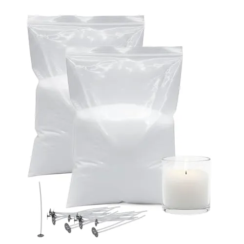Spetebo Paraffinwachs weiß unparfümiert hochwertig mit 20 Dochten - 2kg - Wachs Granulat geruchsneutral zum Schmelzen und Herstellen von Kerzen - Paraffin Kerzenwachs zum Gießen DIY Kerzenherstellung