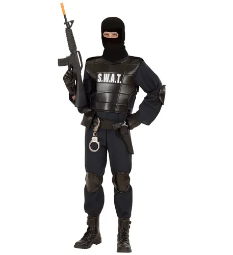 SWAT Officer Agent Polizist Kostüm Karneval Overall Weste Maske Set Größe XL