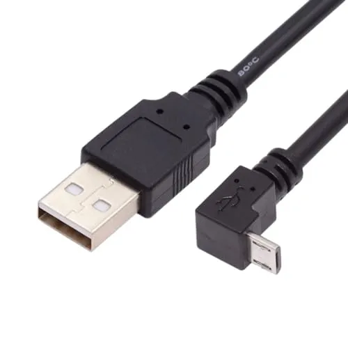 chenyang USB auf Micro USB Kabel, USB 2.0 Stecker auf Micro USB 5 poliger Stecker 90 Grad nach unten abgewinkeltes Lade/Datenübertragungs Verlängerungskabel, 0,65 Fuß/0,2 m