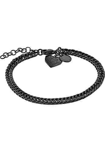 Liebeskind Berlin Armband LJ-0857-B-21 - Ketten für Damen, elegantes Edelstahlarmband mit Herzanhänger und Panzerkette in IP schwarz, perfekt kombinierbar und ein ideales Geschenk für jede Frau.