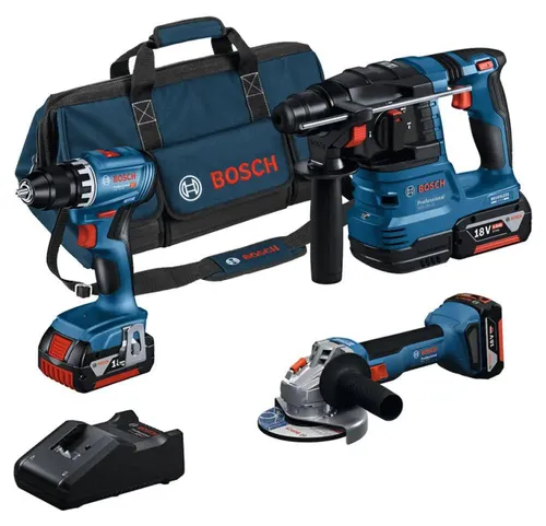 Bosch Professional Kombi-Set 18V: GSR + GWS + GBH + 3x4.0Ah + GAL