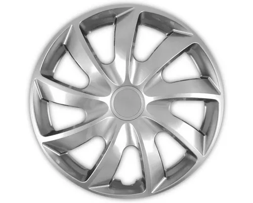 Radzierblende Quad Silber 17 Zoll 4er Set - Radkappen aus hochwertigem ABS-Kunststoff mit Metallbeschlagringen, ideal für Stahlräder vieler Automarken. Perfekte Lösung für einen stilvollen Look!