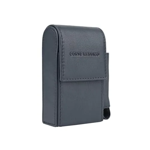 Conte Massimo Zigarettenetui aus Echtem Leder mit Feuerzeugfach – Für Herren und Damen – Zigaretten- und Feuerzeughalter