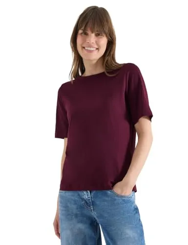 Cecil Kurzarm T-Shirt aus Reiner Baumwolle Sweet Grape red S