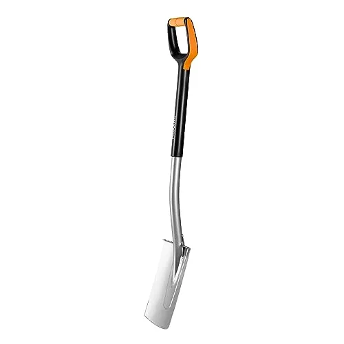 Fiskars Xact Gärtnerspaten - Rund, 108 cm - Gartenspaten für weiche, steinarme Böden mit ergonomischem Design für rückenschonendes Arbeiten, scharfem EaseCut Spatenblatt und langlebigem Qualitätsstahl.