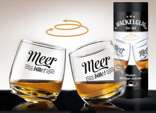 Gilde Wackelglas Meer bitte ! 2er-Set 46759 Wackelgläser in Geschenkbox Schnaps