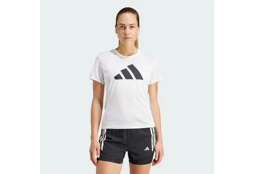 adidas Damen Run It Stripes Tee, Weiß, S - Stylisches Shirt für Damen, inspiriert vom Sport und ideal für den Alltag. Aus 100% Polyester für hohen Tragekomfort und eine reguläre Passform.