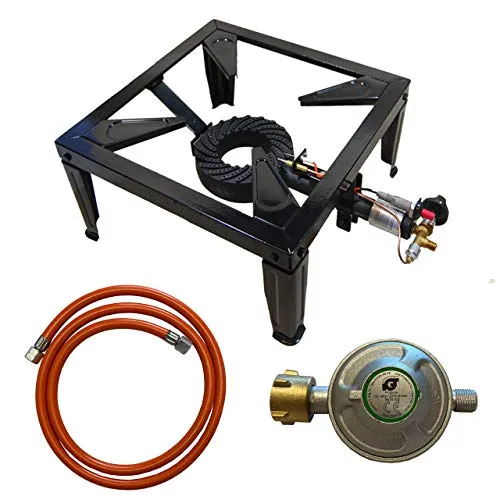 D/H 10,5 KW 4-Fuß Profi Gaskocher - Gasherd für Outdoor, 10,5 KW Leistung, stabiler Stahlrahmen, ideal für Camping und Grillabende, inkl. Zündsicherung und Piezozündung