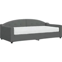 vidaXL Tagesbett mit Matratze Dunkelgrau 90x200 cm - Vielseitiges Tagesbett für Wohn- oder Schlafzimmer: Tagsüber als Sofa, nachts als Bett. Inklusive komfortabler Schaumstoffmatratze für optimalen Schlaf.