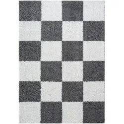 Novel Hochflorteppich Milano 140x200 cm - Teppiche, Hochflorteppich in Grau und Weiß, schmutzabweisend und pflegeleicht, ideal für Hausstauballergiker und für Fußbodenheizung geeignet.