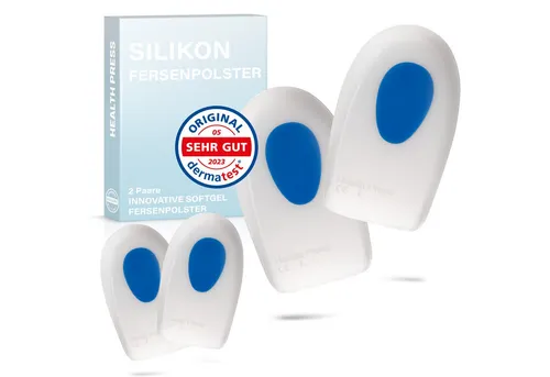 Health Press Fersenkissen Silikon Fersenpolster – 2 Paare (4 Stück) Fersenkissen