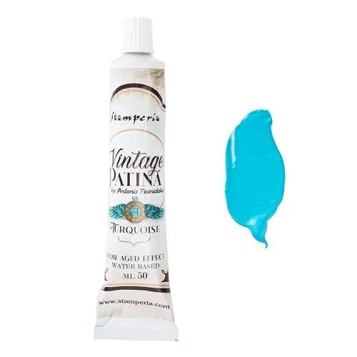 Stamperia KAOLVP02 Vintage Patina Tube ml 50-Turquoise, Various, 21.6X8.5X2.5, 6