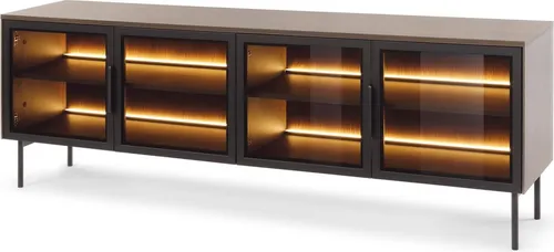 FURNLUX Sideboard Lumi Eiche Dunkel Und Schwarz 181cm / Hauptfarbe: Braun / Abmessungen: 181 x 62 x 39 cm