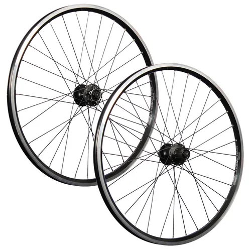 Laufrad 26 Zoll Satz Set Hohlkammer Felge geöst Shimano M475 Disc 6L QR schwarz