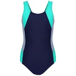 Aquarti Badeanzug Aquarti Mädchen Badeanzug mit Ringerrücken blau|grau|grün 134