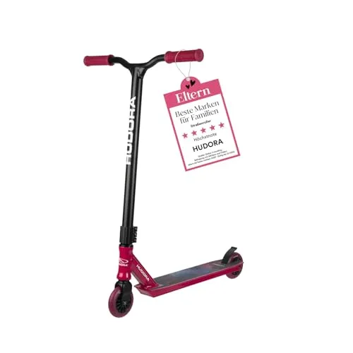 HUDORA Stunt Scooter XQ-13.1 Berry - Roller/Kickboards, robuster Stuntroller für Tricks, ideal für Einsteiger und geübte Fahrer mit leichtem Aluminium-Lenker und High-Rebound Rollen für Sicherheit und Geschwindigkeit.