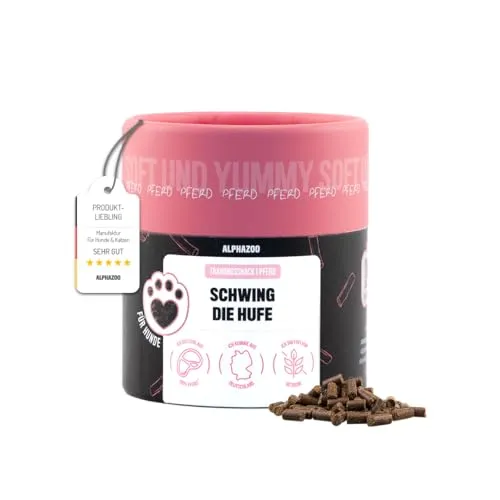 alphazoo Schwing Die Hufe 65g - Soft Hundesnack aus 95% Pferd - getreidefreie Trainingsleckerli für Hunde - weiche Snacks ohne künstliche Zusätze - ideale Belohnung und als Trainings Leckerlies