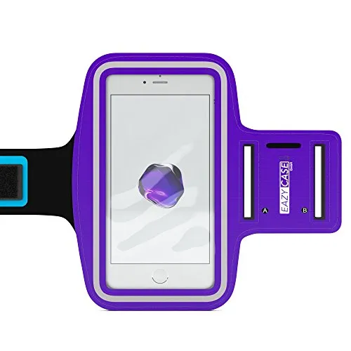 EAZY CASE Sport Armband für Smartphones bis 5,5 Zoll, schweißfest I Sportarmband Unisex, Sporthülle, Handyhülle, Armtasche mit Kopfhöreröffnung & Schlüsselfach, Lila